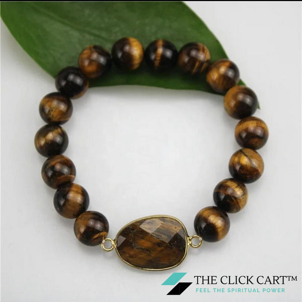 TCC™ Natural Tiger Eye Tumble Coin Protection Bracelet